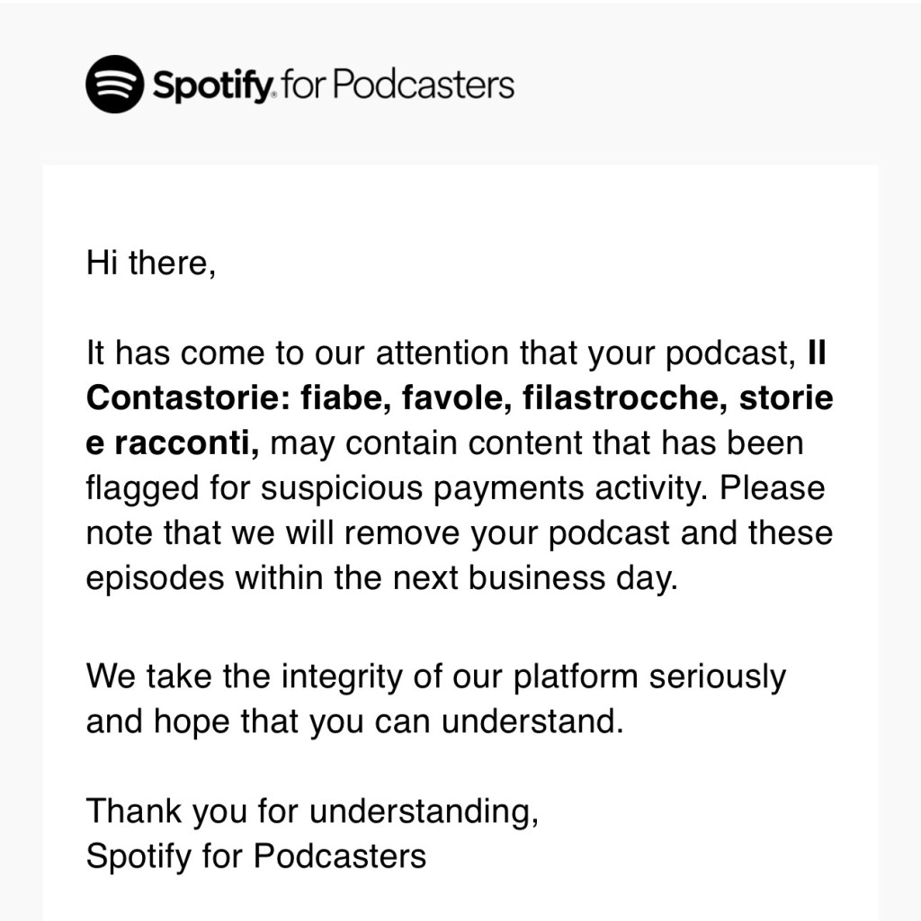 Il podcast è stato&nbsp;cancellato